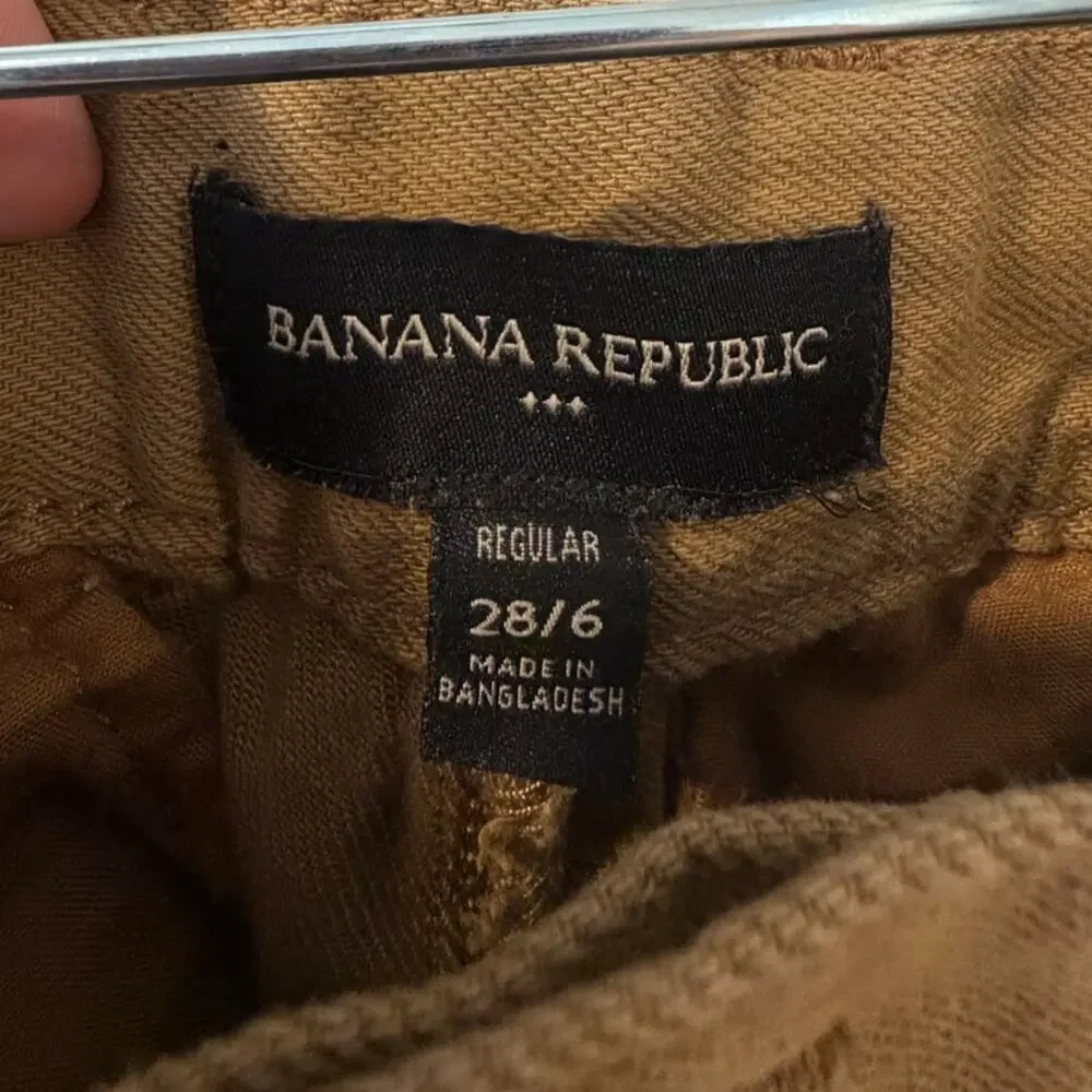 Banana Republic Khaki Cargo Pants 100% Cotton High Waisted Baggy Safari Chic